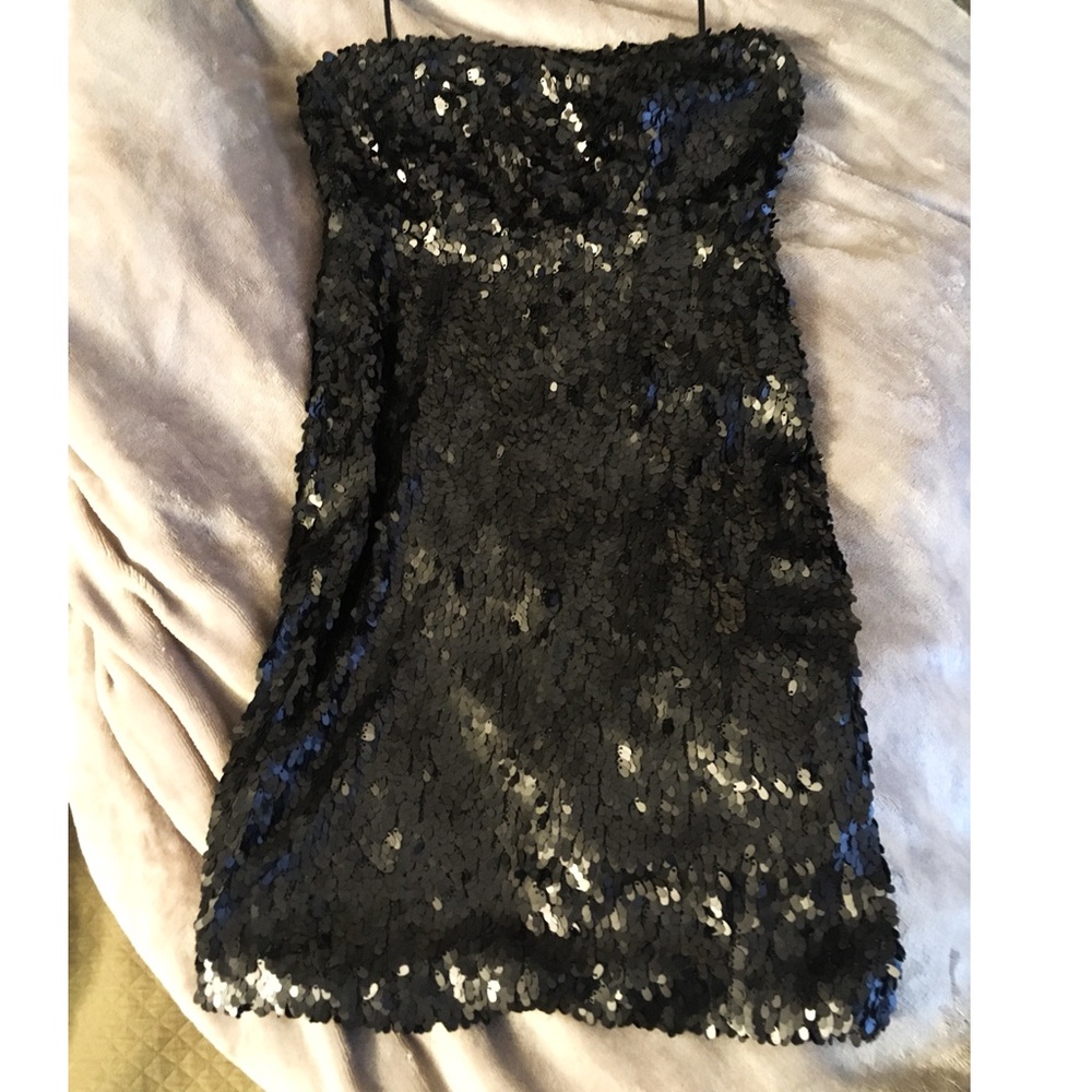 Strapless sequin dress